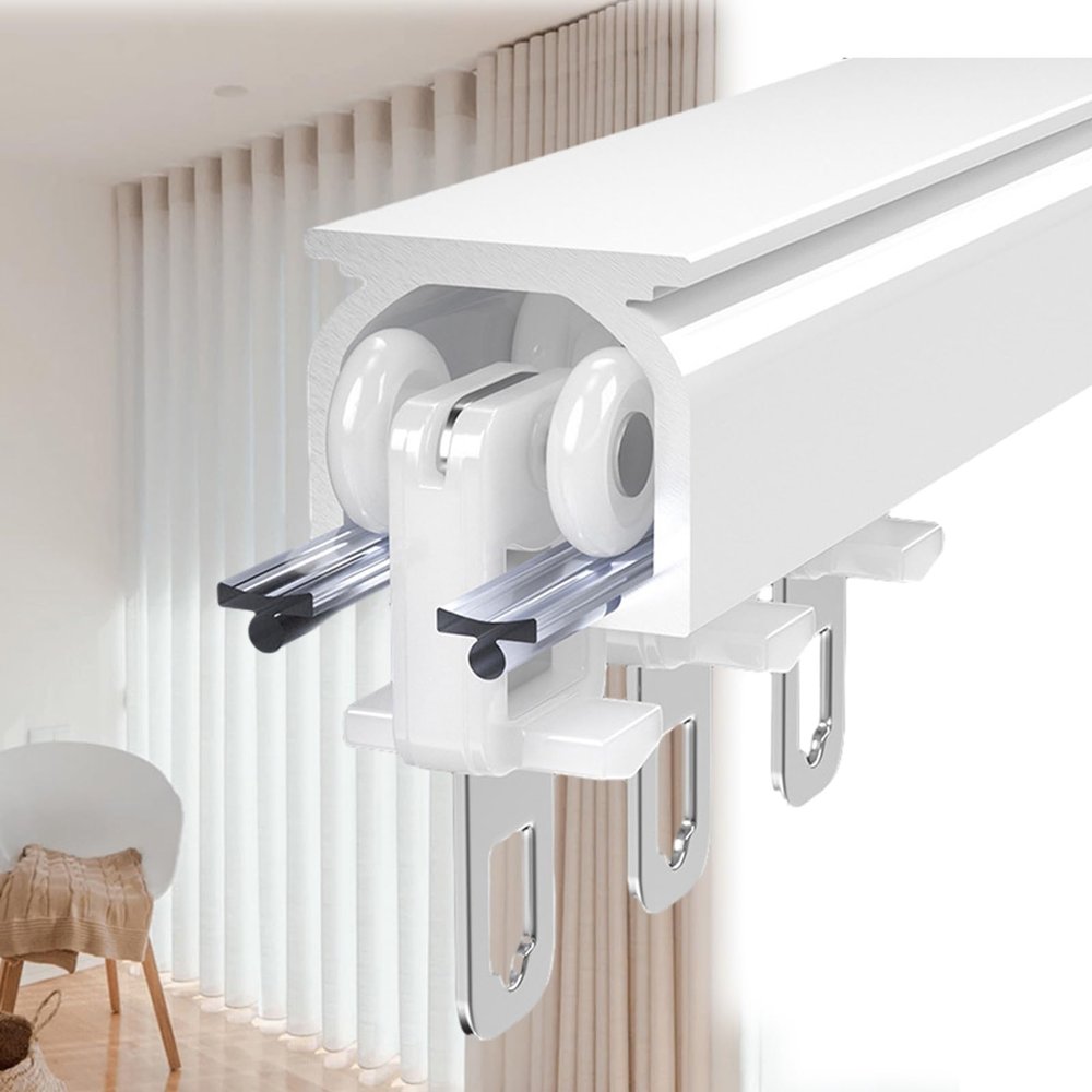 Aluminum Ceiling Curtain Track, Straight Curtain TrackCeiling Mount Track, For Room Separation, Curtains, Bedroom, Balcony, Shower Curtains Room DividerHeavy Duty Curtain Track System ( Color : Whit