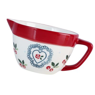 Coffee Creamer Bowl Ceramic Mixing Bowl with Pour Spout Handle Creamer Pitcher Sauce Pitcher Soup Salad Serving Bowl for Kitchen Coffee Syrup