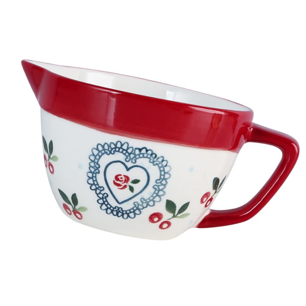 Coffee Creamer Bowl Ceramic Mixing Bowl with Pour Spout Handle Creamer Pitcher Sauce Pitcher Soup Salad Serving Bowl for Kitchen Coffee Syrup