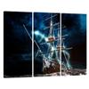 3 Panel Nautical Decor Sailboat Sea Lightning Thunderstorm Painting Artwork for Home Walls Pictures Canvas Photo Prints Framed Wall Art Sailboat Art Ship Decor 60" x40 view 1