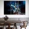 3 Panel Nautical Decor Sailboat Sea Lightning Thunderstorm Painting Artwork for Home Walls Pictures Canvas Photo Prints Framed Wall Art Sailboat Art Ship Decor 60" x40 view 3