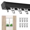 Heavy Duty Curtain Rails Track System, Ceiling Mount For Curtain Rail, Curtain Rail With Mute Rollers, Thickened Heavy Duty Aluminium Double Mute Curtain Tracks Straight Curtain Track ( Color : Black view 1