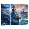 3 Panel Canvas Wall Art White Navy Blue Decor Warships Poster Framed Wall Paintings Canvas Art Prints Modern Wall Decorations for Living Room Wall Pictures for Home Decor 60 x40 inch view 1