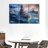 3 Panel Canvas Wall Art White Navy Blue Decor Warships Poster Framed Wall Paintings Canvas Art Prints Modern Wall Decorations for Living Room Wall Pictures for Home Decor 60 x40 inch view 3
