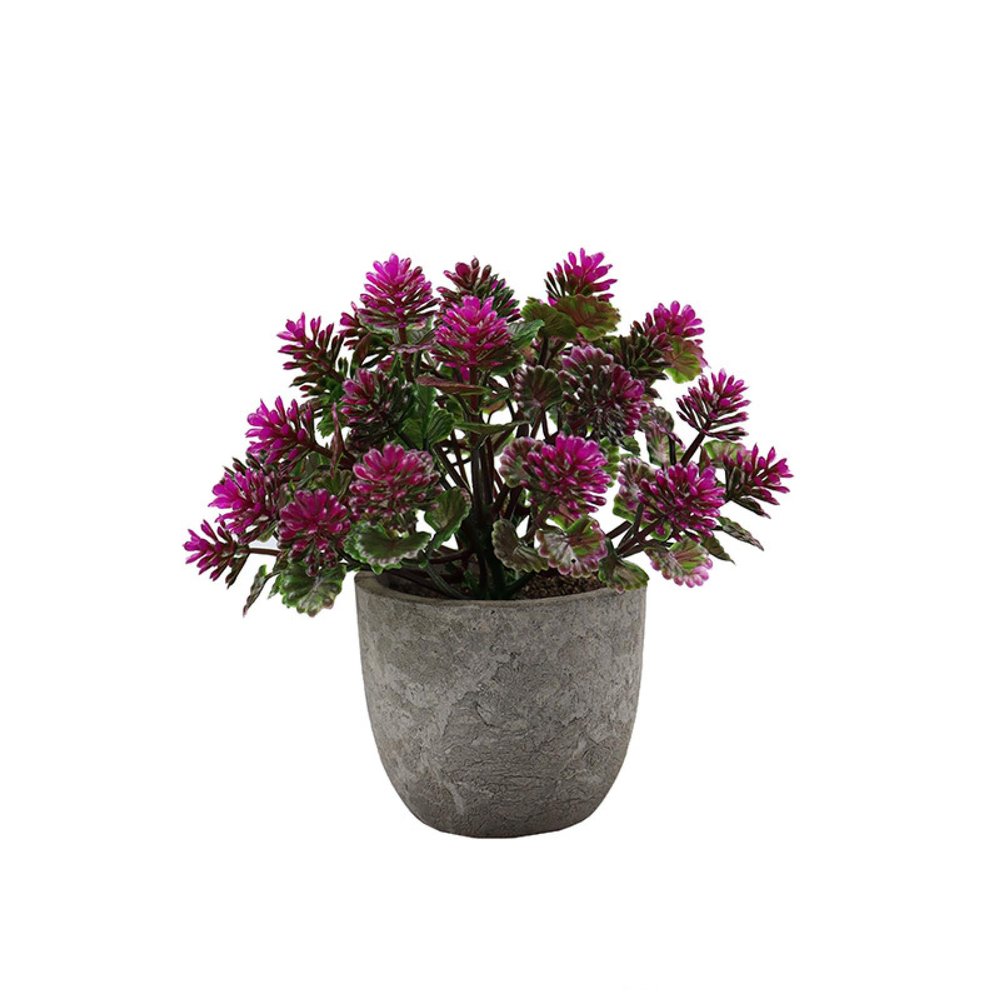 fenvy Mini Pulp Potted Plant Combination Table Knick-knacks Artificial Flowers Bonsai Plastic Flowers mini Fake Flowers MDS3001 - Red Lotus Pineapple Grass mini Pulp Potted Plant