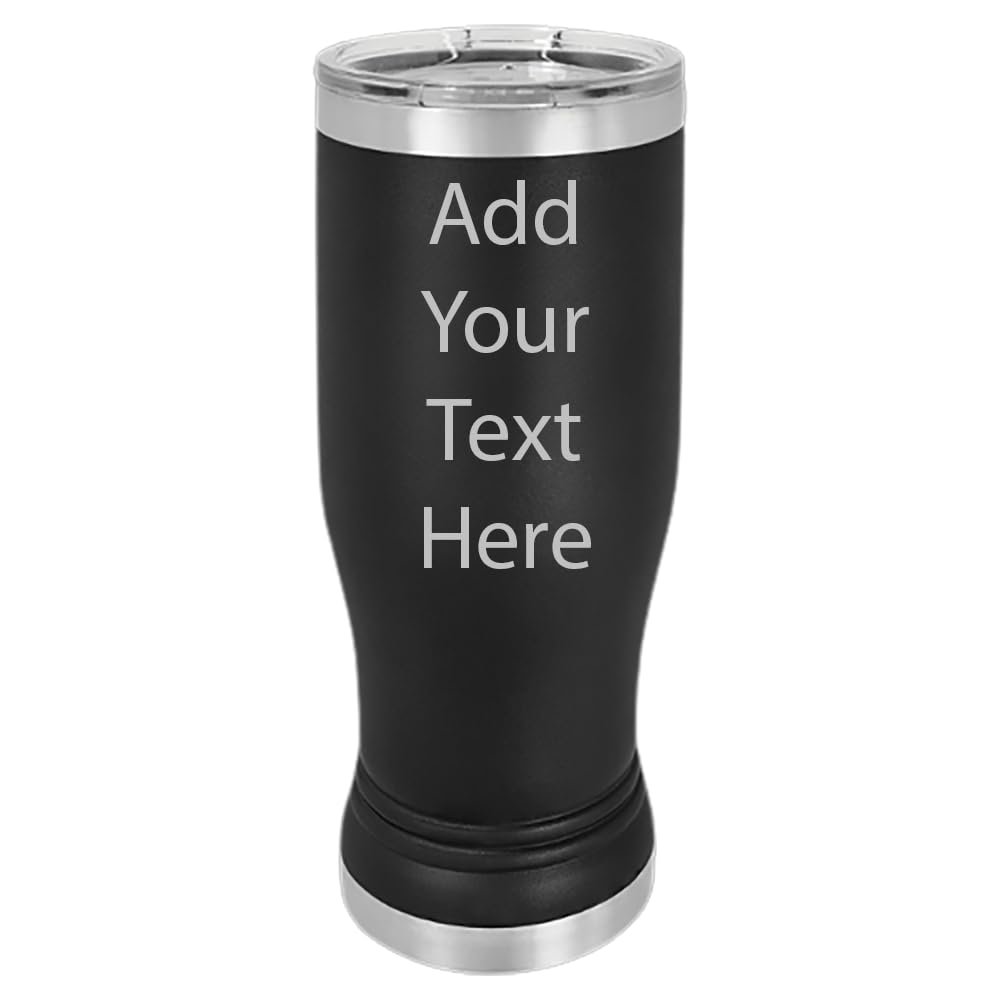 Customized Polar Camel 14 oz. Pilsner w/Clear Lid Personalized With Your Text (Black)