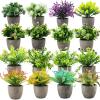 fenvy Mini Pulp Potted Plant Combination Table Knick-knacks Artificial Flowers Bonsai Plastic Flowers mini Fake Flowers MDS3061 - Spray White Rose Bud mini Pulp Pot view 2