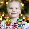 Christmas Tree Wooden Ornament Owl Wooden 4,7  3,7  0,2 Inch Colorful Hand-Painted on both Sides Artisan Ukrainian Tradition Funny Christmas Ornament Owl Pendant view 4
