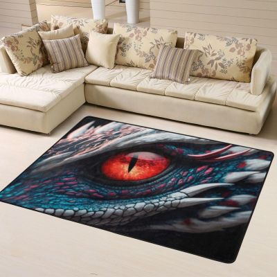 3D Print Non Slip Large Area Rugs Floor Mat Dragon with Red Eye Durable Thick Carpet Floor Pad Living Room Bedroom Dormitory Yoga Mat Home Decor 72" x 48"