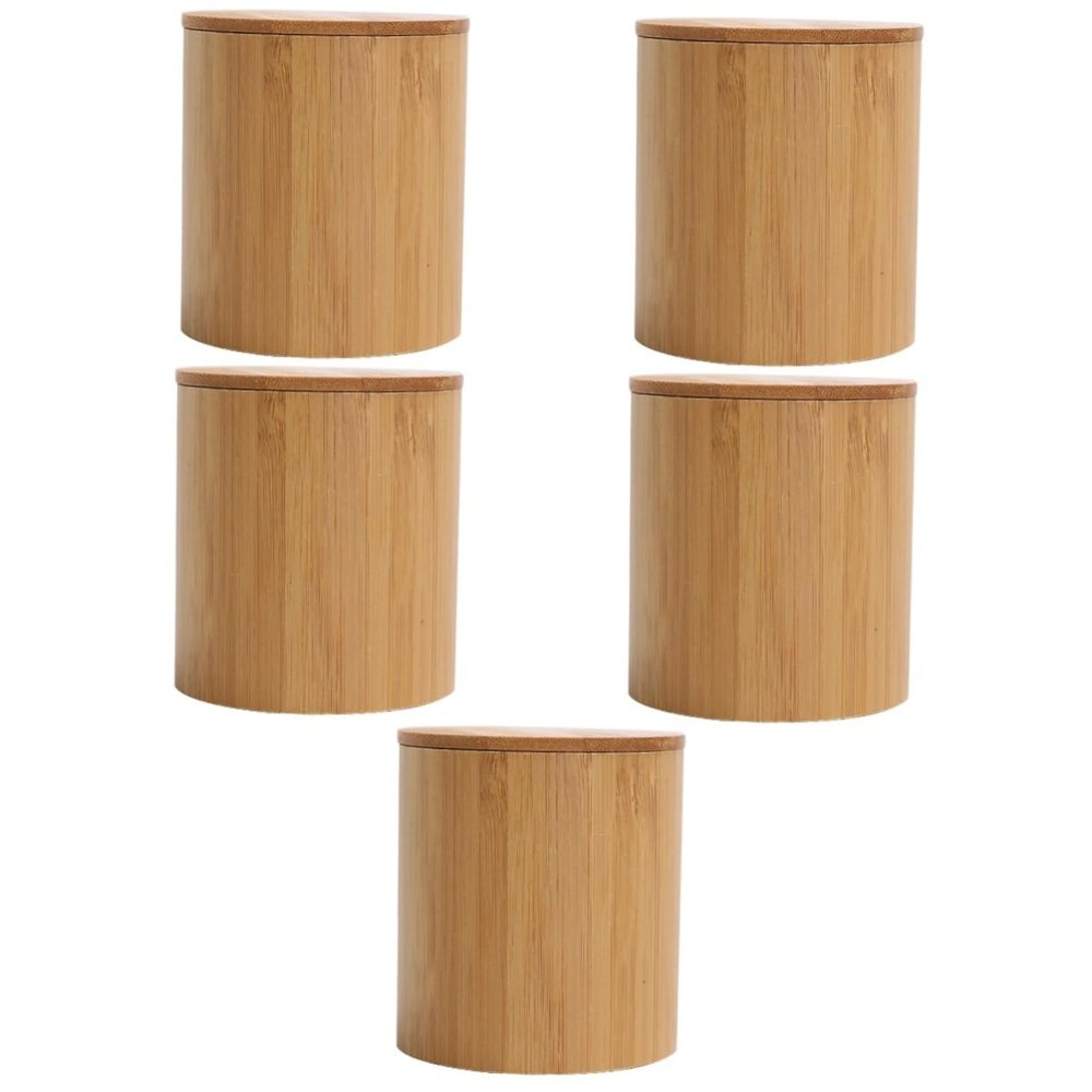 Cabilock 5pcs tea sugar canister airtight coffee container tea tin coffee bean jar kitchen canisters for countertop ceramic coffee canister sealed can storage wood bamboo