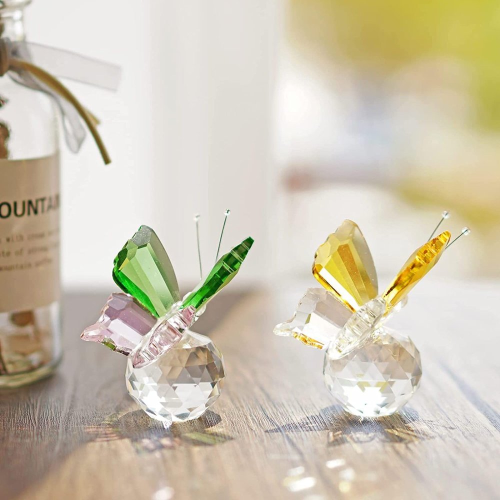 DGSTOREUK Figurine Papillon En Cristal Avec Base En Boule, 2 Pices, Figurines  Collectionner En Cristaux Pour Dcoration De Maison, Cadeau D'anniversaire,GS2209100