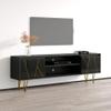 Meble Furniture Haifa Modern TV Stand - Modern Rectangular High-Gloss TV Stand with Storage Cabinets - Media Entertainment Center Console for TV Up to 80"- TV Stand for Living Room and Bedroom - Black view 2