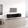 Meble Furniture Haifa Modern TV Stand - Modern Rectangular High-Gloss TV Stand with Storage Cabinets - Media Entertainment Center Console for TV Up to 80"- TV Stand for Living Room and Bedroom - Black view 3