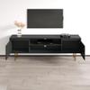 Meble Furniture Haifa Modern TV Stand - Modern Rectangular High-Gloss TV Stand with Storage Cabinets - Media Entertainment Center Console for TV Up to 80"- TV Stand for Living Room and Bedroom - Black view 4