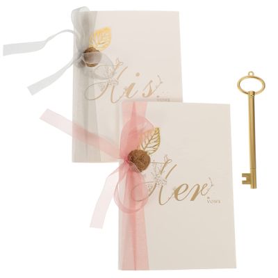 STOBOK 2pcs Ribbon Oath Cards for Weddings Elegant Vow Books Pretty Like Ribbon for Marriage Ceremonies Banquets and Special Events Dusty and Cappuccino Gray