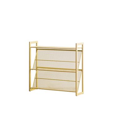 Entryway Shoe Rack Shoe Rack Wrought Iron Shoe Shelf Shoe Storage Rack Metal Small Multi-layer Shoes Organizer Rack for Bedroom Living Room Entryway Shoe Caniet Shoe Organizer (Color : Gold)