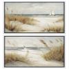 MUDECOR Framed Canvas Print Wall Art Beach Ocean Shore Nature Wilderness Modern Art Decorative Geometric Minimalism for Bedroom - 16"x24"x2 WHITE view 2