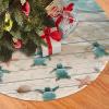 30" Christmas Tree Skirt White Plush Sea Turtle Starfish Christmas Tree Mat Tree Skirt Ornaments for Holiday Plush Tree Skirt Xmas Tree Skirt Base Cover for Christmas New Year Decorations view 1