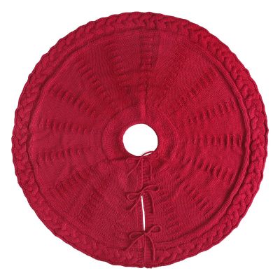 Christmas Tree Skirt, 48 inches Traditional Knitted Thick Rustic Tree Skirt Luxury Skirt for Xmas Holiday Decorations Indoor Outdoor