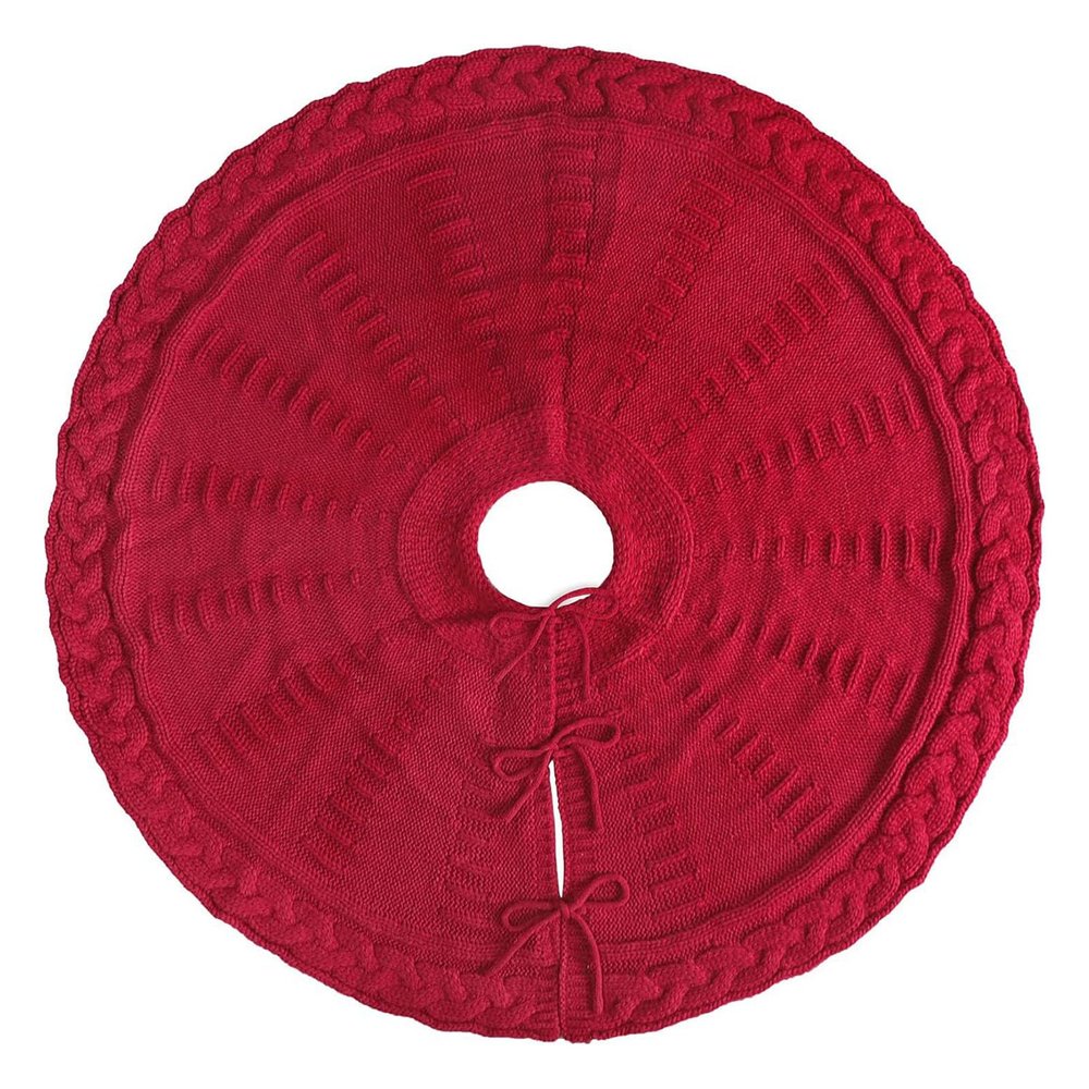 Christmas Tree Skirt, 48 inches Traditional Knitted Thick Rustic Tree Skirt Luxury Skirt for Xmas Holiday Decorations Indoor Outdoor