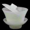 188ml Chinese Handmade Natural White Jade Gaiwan Cup Goblet Wineglass Tea Set view 1