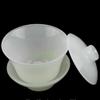 188ml Chinese Handmade Natural White Jade Gaiwan Cup Goblet Wineglass Tea Set view 3