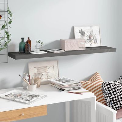 WEHUOSIF Floating Wall Shelf High Gloss Gray,Display Shelf,Storage Shelf,Bedroom Wall Shelf,Photo Wall Shelf,Flower Shelf,Toys Shelf,for Restaurant,Kitchen,Bar,Home,47.2"x9.3"x1.5" MDF