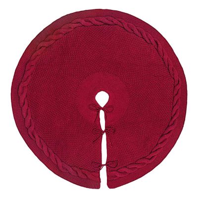 Christmas Tree Skirt, 48 inches Cable Knit Knitted Thick Rustic Xmas Holiday Decoration for Xmas Ornaments and Holiday Decorations