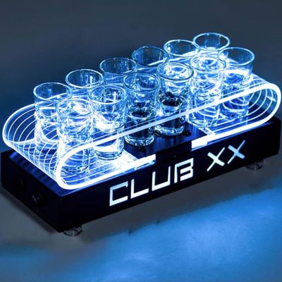 BABLO 12/24 Cup Holes Wine Glass Holder Lighted Wine Glass Display Metal Base for Restaurants, Parties, and Commercial Bar Countertops - No Cup (Size : 12 Cup Holes)