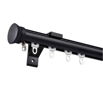LTSRLL Curtain Rod Heavy Duty Curtain Pole, Single/Double Aluminium Curtain Rail Set, with Complete Kits, Available in Seven Colors(Color:Black,Size:A-1.4m(1.4m*1))