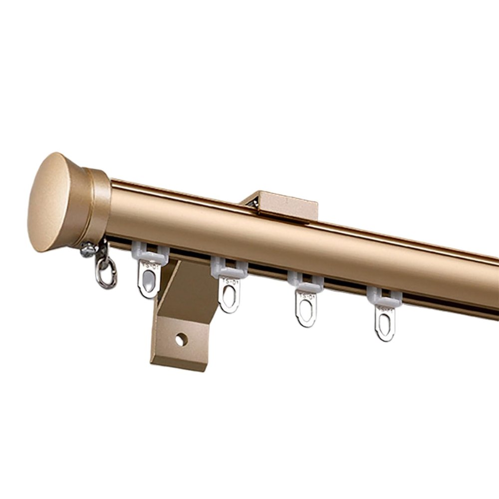 LTSRLL Curtain Rod Heavy Duty Curtain Pole, Single/Double Aluminium Curtain Rail Set, with Complete Kits, Available in Seven Colors(Color:Gold,Size:A-2.4m(1.2m*2))