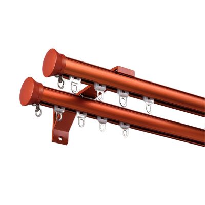 LTSRLL Curtain Rod Heavy Duty Curtain Pole, Single/Double Aluminium Curtain Rail Set, with Complete Kits, Available in Seven Colors(Color:Red,Size:B-2.4m(1.2m*2))