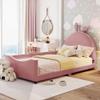 Aiuyesuo Cute Twin Size Upholstered Daybed with Rabbit Ear Shaped Headboard,Modern Low Profile Bed with Sturdy Wooden Slats Support, Wooden Daybed Frame for Kids Boys Girls (Pink-TTL20) view 1