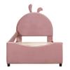 Aiuyesuo Cute Twin Size Upholstered Daybed with Rabbit Ear Shaped Headboard,Modern Low Profile Bed with Sturdy Wooden Slats Support, Wooden Daybed Frame for Kids Boys Girls (Pink-TTL20) view 4