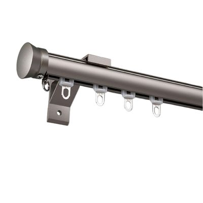 LTSRLL Curtain Rod Heavy Duty Curtain Pole, Single/Double Aluminium Curtain Rail Set, with Complete Kits, Available in Seven Colors(Color:Gray,Size:A-2.6m(1.3m*2))