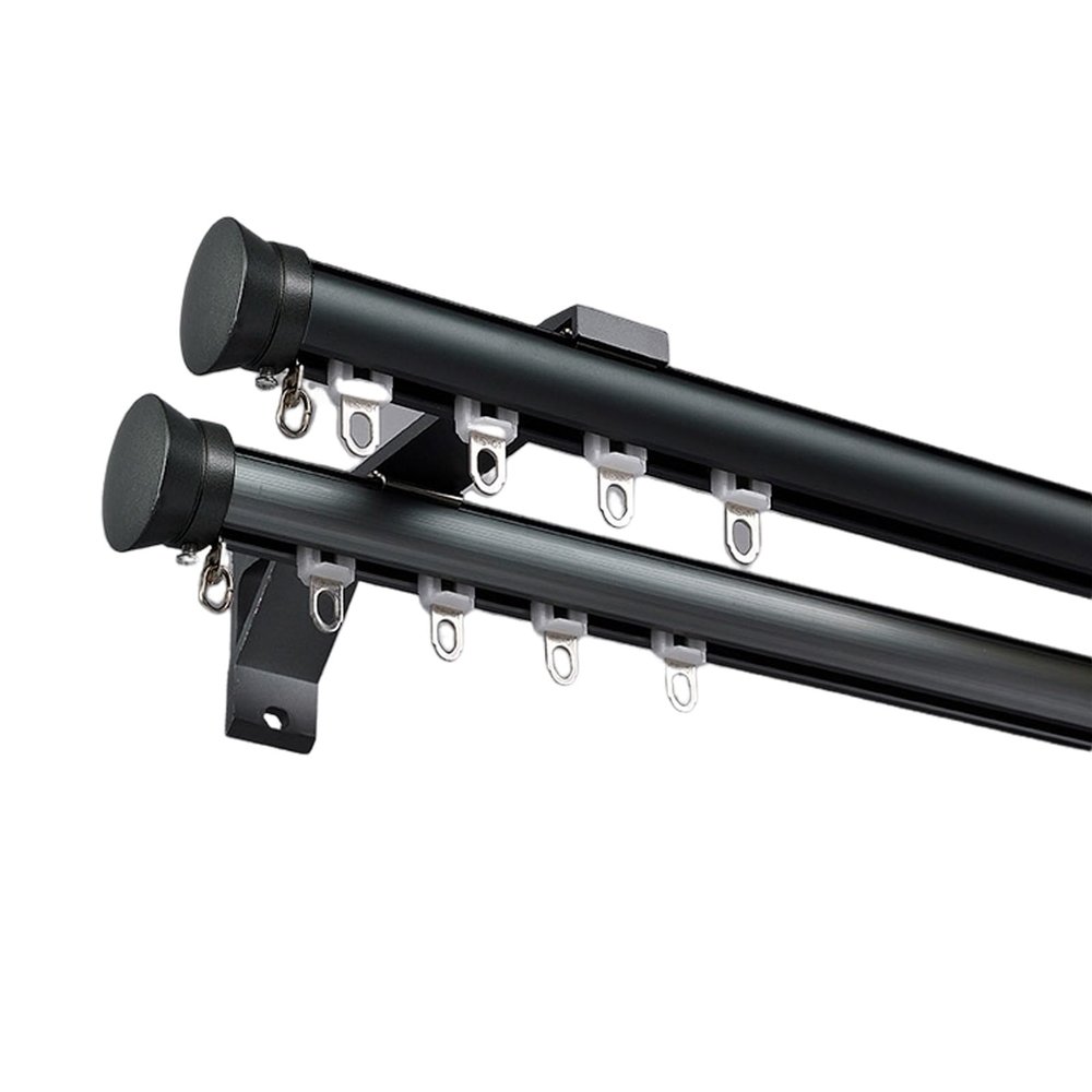 LTSRLL Curtain Rod Heavy Duty Curtain Pole, Single/Double Aluminium Curtain Rail Set, with Complete Kits, Available in Seven Colors(Color:Dark Blue,Size:B-1.3m(1.3m*1))