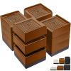 ANNKUT Bed Furniture Risers 4 Inch, Heavy Duty Furniture Elevator in Heights of 1.5, 3 or 4 Inch Square Raising Blocks for Bed, Couch, Desk, Sofa, Tables,Support Up to 1,300 Lbs (4 Pack-Brown) view 1