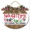 Sokomurg Merry Christmas Decorative Wreath 11" Christmas Porch Sign Wooden Decor,Naughty or Nice Decisions Sign Festive Christmas Wreath Display Board, Party, Wall Yard Sign for Home Front Door view 1