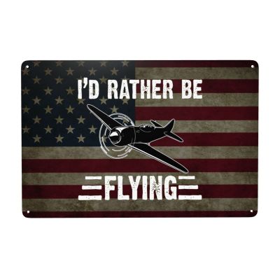VUQUIS I'd Rather Be Flying Airplane 8 x 12 In Wall Dcor Mental Sign Bar Decoration Indoor Outdoor Yard Great Gifts
