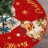 Christmas Tree Skirt Red and Gold Christmas Decorations - Xmas Tree Skirt Mat with Santa Claus Snowflake Pattern for Indoor Outdoor Merry Christmas Holiday Party Decor 48 Inches view 1