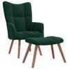 vidaXL Velvet Relaxing Chair with Stool in Dark Green - Modern Style, Steel Framed Armchair & Footstool Set, Suitable for Living Room, Bedroom, Lounge Area, and Office view 1