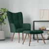 vidaXL Velvet Relaxing Chair with Stool in Dark Green - Modern Style, Steel Framed Armchair & Footstool Set, Suitable for Living Room, Bedroom, Lounge Area, and Office view 2