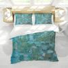 HOBBOY Blue River & Water Lily 3 Pieces Claude Monet Art Pattern Duvet Cover with Zipper Ties 2 Pillowcases Breathable Duvet Cover Sets Twin view 1