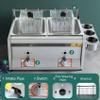 BTURYT Multi-Function Gas Deep Fryer, 10L+10L Double Cylinder Stainless Steel LPG Fryer, with Baskets & Lid, Removable Oil Pot, Home, Restaurant Use view 3