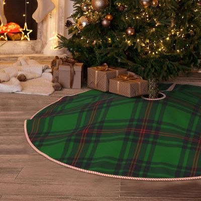 DKJlitter Christmas Tree Skirt, Scottish Clan Fife District Tartan Plaid Xmas Tree Skirts Mat Farmhouse Rustic Xmas Holiday Indoor Party Outdoor Decoration 30 inches