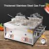 BTURYT Commercial Gas Deep Fryer, 10L*2 Stainless Steel Countertop Low Pressure Deep Double Pot Frying Machine, W/Frying Baskets and Lids, for French Fries Turkey Donuts Home Kitchen Restaurant view 3