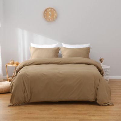 100% Microfiber Duvet Cover Set, Ultra-Soft Home Comforter Cover Set, Lightweight Hotel Quality Duvet Covers 2 Piece, 1 Duvet Cover and 1 Pillow Cases (Twin 90 * 68 inch, Taupe)