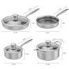 AuFranc Hybrid Nonstick Stainless Steel Pots and Pans Set, Induction Cookware Set with Tempered Glass Lids, Non-stick Pot and Pan Set Suitable for All Cooktops, Non-Toxic, Dishwasher & Oven Safe view 2