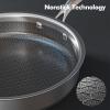 AuFranc Hybrid Nonstick Stainless Steel Pots and Pans Set, Induction Cookware Set with Tempered Glass Lids, Non-stick Pot and Pan Set Suitable for All Cooktops, Non-Toxic, Dishwasher & Oven Safe view 3