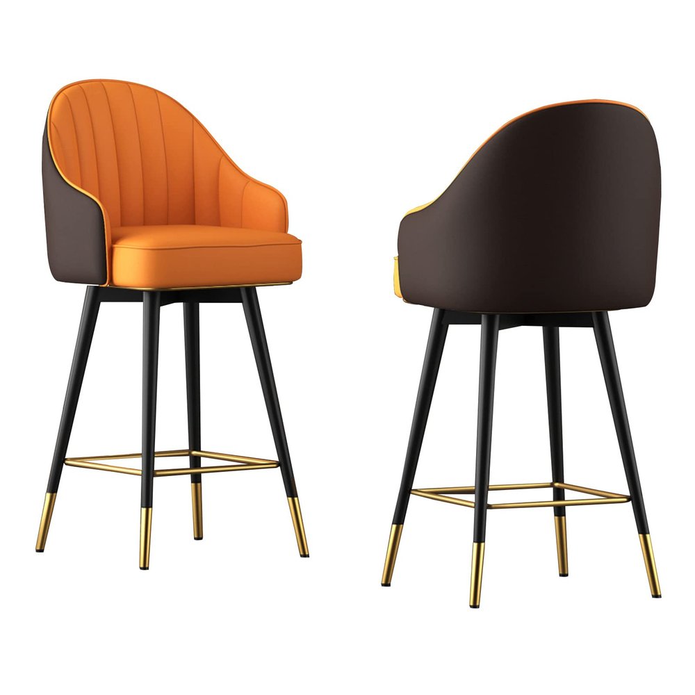 Guyifuny Swivel Bar Chairs Set of 2 Kitchen Chairs with Sturdy Metal Frame Faux Leather Adjustable Seat Height Kitchen Stool